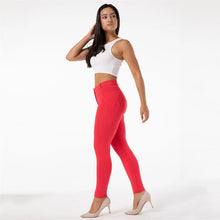 Load image into Gallery viewer, Melody Red Skinny Cotton Leggings Cotton with Mid Waist Tights
