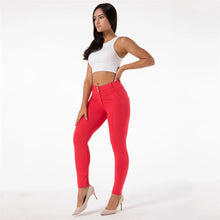 Load image into Gallery viewer, Melody Red Skinny Cotton Leggings Cotton with Mid Waist Tights
