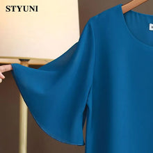 Load image into Gallery viewer, Women&#39;s Flare Sleeve Blouse with O-Neck in 10 Solid Colors
