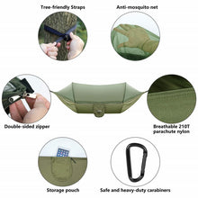 Load image into Gallery viewer, Camping Sleeping Hammock with Mosquito Net and Pop-Up Light Portable Camping Stuff
