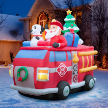 Load image into Gallery viewer, 6.5 ft Christmas Inflatable Fire Truck with Santa Yard Decoration
