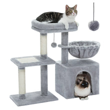 Load image into Gallery viewer, Scratching Post Cat tree for Indoor in 2 Colors for Active Cats and Removable Top Perch
