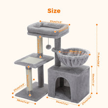 Load image into Gallery viewer, Scratching Post Cat tree for Indoor in 2 Colors for Active Cats and Removable Top Perch
