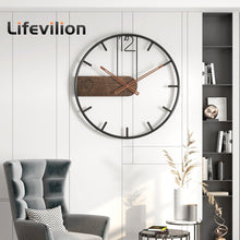 Load image into Gallery viewer, Large Nordic 3D Iron Wall Clock with Metal Round Frame for Home Living Room
