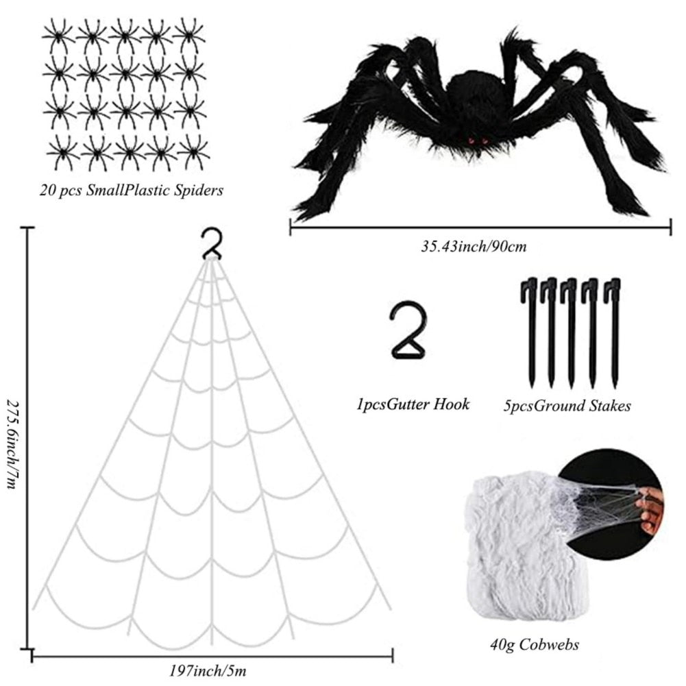 Huge Black Scary Spider Web for Halloween Decoration Props