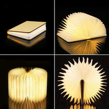 Load image into Gallery viewer, Creative 3D Folding LED Night Light with RGB Color and USB Recharge Wooden Book
