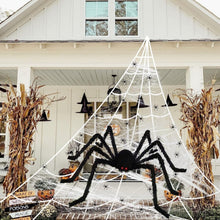 Load image into Gallery viewer, Huge Black Scary Spider Web for Halloween Decoration Props
