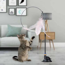 Load image into Gallery viewer, Funny Colorful Toy with Fluffy Feather With Bells on a Interactive Cat Wand
