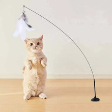 Load image into Gallery viewer, Funny Colorful Toy with Fluffy Feather With Bells on a Interactive Cat Wand
