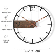 Load image into Gallery viewer, Large Nordic 3D Iron Wall Clock with Metal Round Frame for Home Living Room
