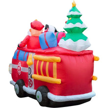 Load image into Gallery viewer, 6.5 ft Christmas Inflatable Fire Truck with Santa Yard Decoration
