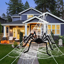 Load image into Gallery viewer, Huge Black Scary Spider Web for Halloween Decoration Props
