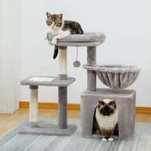 Load image into Gallery viewer, Scratching Post Cat tree for Indoor in 2 Colors for Active Cats and Removable Top Perch
