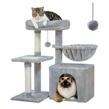 Load image into Gallery viewer, Scratching Post Cat tree for Indoor in 2 Colors for Active Cats and Removable Top Perch
