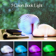 Load image into Gallery viewer, Creative 3D Folding LED Night Light with RGB Color and USB Recharge Wooden Book
