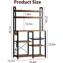 Load image into Gallery viewer, Bakers Rack with Power Outlet, Coffee Bar with Wire Drawer, Microwave Stand, and Kitchen Buffet Table
