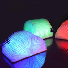 Load image into Gallery viewer, Creative 3D Folding LED Night Light with RGB Color and USB Recharge Wooden Book
