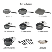 Load image into Gallery viewer, 18 Piece Non-stick Cookware Set, Steel Gray
