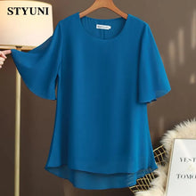 Load image into Gallery viewer, Women&#39;s Flare Sleeve Blouse with O-Neck in 10 Solid Colors
