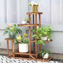 Load image into Gallery viewer, 6 Tiered Wood Plant Flower Stand Rack Holder Display for Multiple Indoor Outdoor Garden
