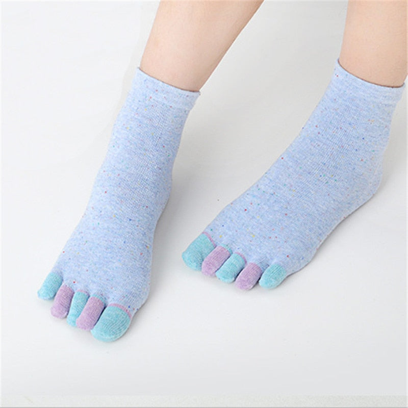 Spring Five Toe Socks 5Pairs/Set Women Solid Color Cotton Ladies Colorful 5 Finger