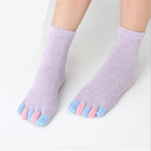 Load image into Gallery viewer, Spring Five Toe Socks 5Pairs/Set Women Solid Color Cotton Ladies Colorful 5 Finger
