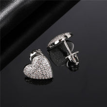 Load image into Gallery viewer, 1Pair Heart Shape Pave Rhinestone CZ Stone Ice Out Stud Earring Bling Copper For Women Jewelry
