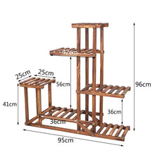 Load image into Gallery viewer, 6 Tiered Wood Plant Flower Stand Rack Holder Display for Multiple Indoor Outdoor Garden
