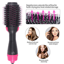 Load image into Gallery viewer, 1000W Hair Dryer with Hot Air Brush for Styling and Volume, Straightener, Curler, Comb and Electric Roller Ion Brush
