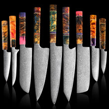 Load image into Gallery viewer, Nakiri 67 Layers Japanese Damascus Steel Chef Knife 8 Inch Solidified Wood HD
