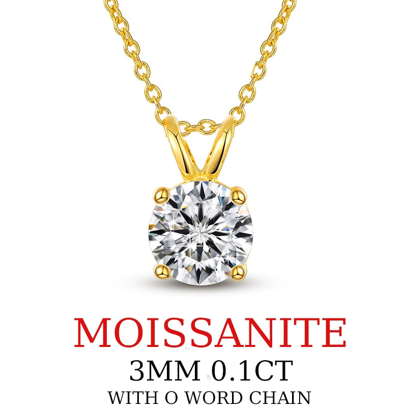 1CT Moissanite Necklace For Woman Pendant 925 Silver Necklace For Women's Fine Jewelry