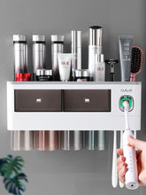 Load image into Gallery viewer, Toothbrush Holder Wall-Mounted Bathroom Accessories Squeezer with cups 2 colors
