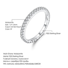 Load image into Gallery viewer, BALLET 1.5mm 925 Sterling Silver Full Eternity Wedding Band Ring EF color Moissanite Stacking Ring For Women
