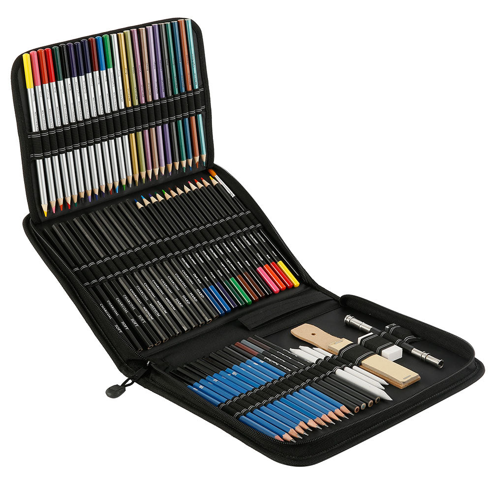 72pcs Color Sketch Pencils Set for Drawing, Painting with Watercolor Metallic Oil Pencils for Beginner Student