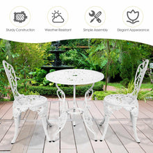 Load image into Gallery viewer, 3PCS Patio Table Chairs Furniture Bistro Set Cast Aluminum Outdoor
