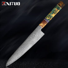 Load image into Gallery viewer, Nakiri 67 Layers Japanese Damascus Steel Chef Knife 8 Inch Solidified Wood HD
