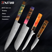 Load image into Gallery viewer, Nakiri 67 Layers Japanese Damascus Steel Chef Knife 8 Inch Solidified Wood HD
