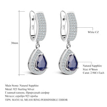 Load image into Gallery viewer, BALLET Natural Blue Sapphire Jewelry Sets 925 Sterling Silver Gemstone Earrings Ring Set For Women Fine Jewelry
