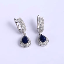 Load image into Gallery viewer, BALLET Natural Blue Sapphire Jewelry Sets 925 Sterling Silver Gemstone Earrings Ring Set For Women Fine Jewelry
