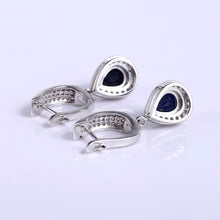 Load image into Gallery viewer, BALLET Natural Blue Sapphire Jewelry Sets 925 Sterling Silver Gemstone Earrings Ring Set For Women Fine Jewelry
