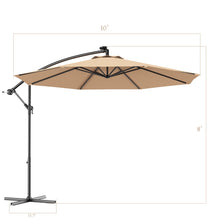 Load image into Gallery viewer, Costway Hanging Solar LED Umbrella Patio Sun Shade Offset Market W/Base OP70754
