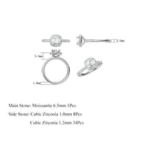 Load image into Gallery viewer, BALLET 925 Sterling Silver 1Ct VVS1 Moissanite Ring Round Stone 4 Prong Square Halo Engagement Rings
