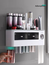 Load image into Gallery viewer, Toothbrush Holder Wall-Mounted Bathroom Accessories Squeezer with cups 2 colors
