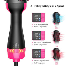 Load image into Gallery viewer, 1000W Hair Dryer with Hot Air Brush for Styling and Volume, Straightener, Curler, Comb and Electric Roller Ion Brush
