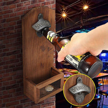 Load image into Gallery viewer, 1Pcs creativity Wall-Mounted Beer Bottle Opener with Retro Color Wooden Corkscrew
