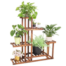 Load image into Gallery viewer, 6 Tiered Wood Plant Flower Stand Rack Holder Display for Multiple Indoor Outdoor Garden
