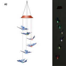 Load image into Gallery viewer, 14 kinds of Solar Wind Chime Light Outdoor LED Color Change Spiral Pendant Lantern Garden Fairy Night
