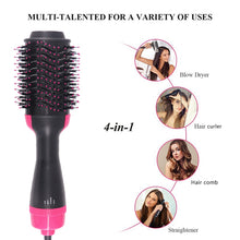 Load image into Gallery viewer, 1000W Hair Dryer with Hot Air Brush for Styling and Volume, Straightener, Curler, Comb and Electric Roller Ion Brush
