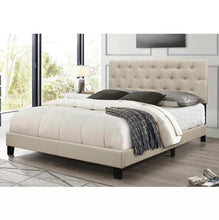 Load image into Gallery viewer, Upholstered Platform Bed with Padded Headboard, Box Spring Needed, Linen Fabric in Twin/Queen Size
