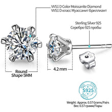 Load image into Gallery viewer, 0.5 Carat Moissanite Gemstone Stud Earrings for 925 Sterling Silver D color Solitaire Fine Jewelry
